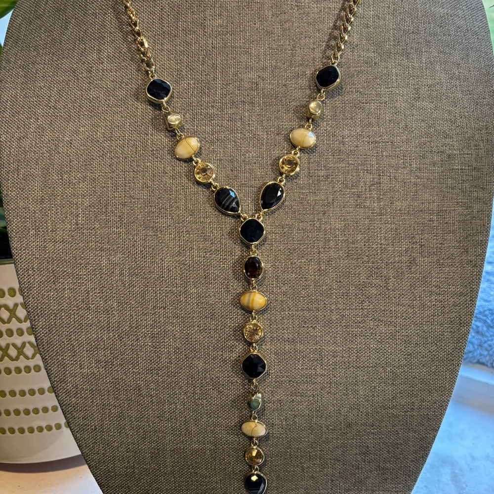 WHBM Statement Gold & Black Necklace